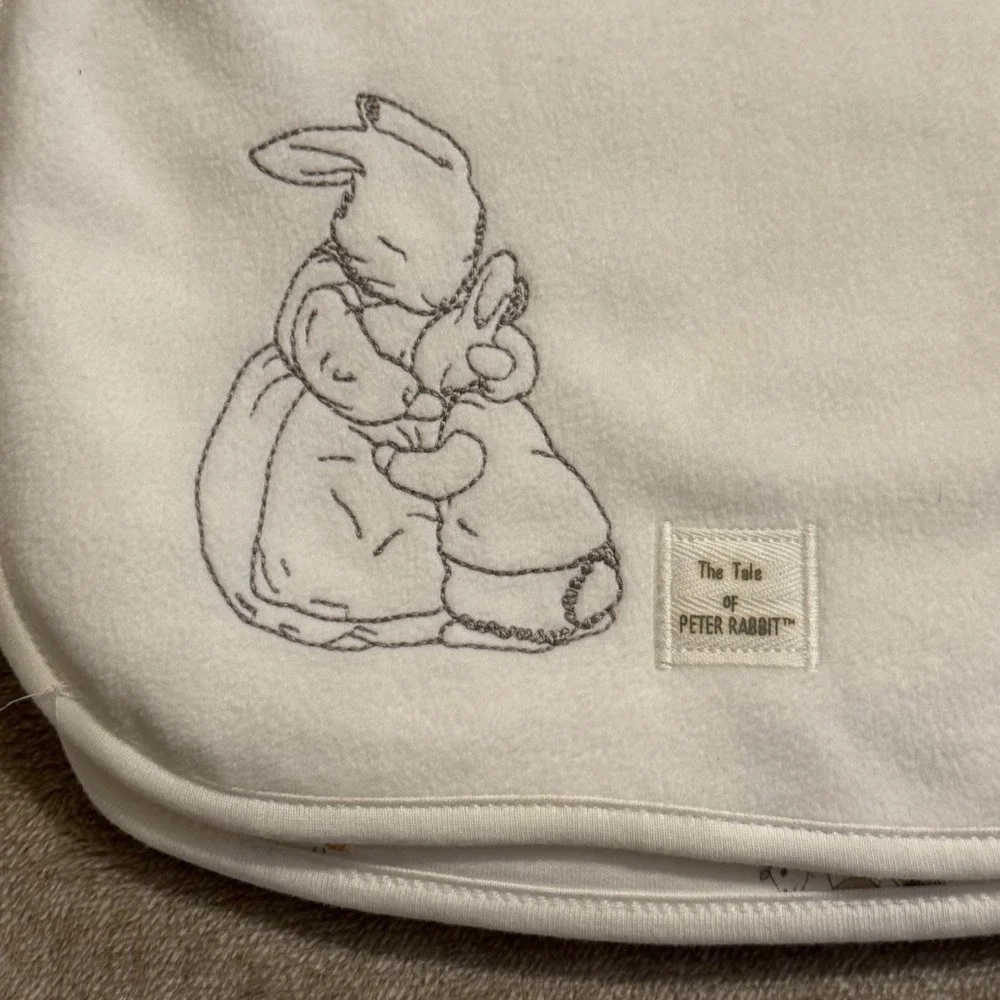 Beatrix Potter Peter Rabbit Baby Blanket Ivory Fleece Cotton Reversible 28x34